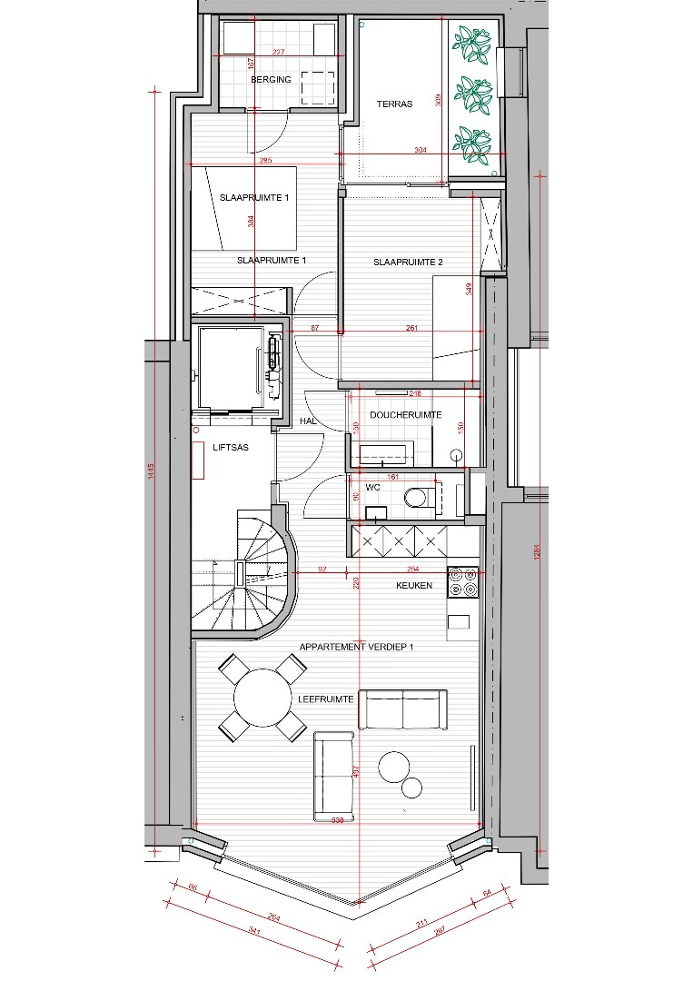 NIEUWBOUWAPP. MET ZIJDELINGS ZEEZICHT IN CENTRUM OOSTENDE 