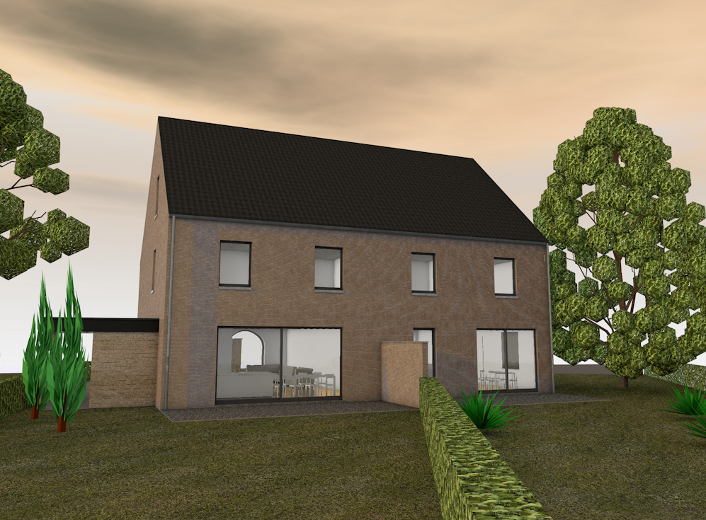 Hoogwaardig nieuwbouwproject van 2 halfopen BEN-woningen in een landelijke bouwstijl te Neeroeteren - Waterloos! 