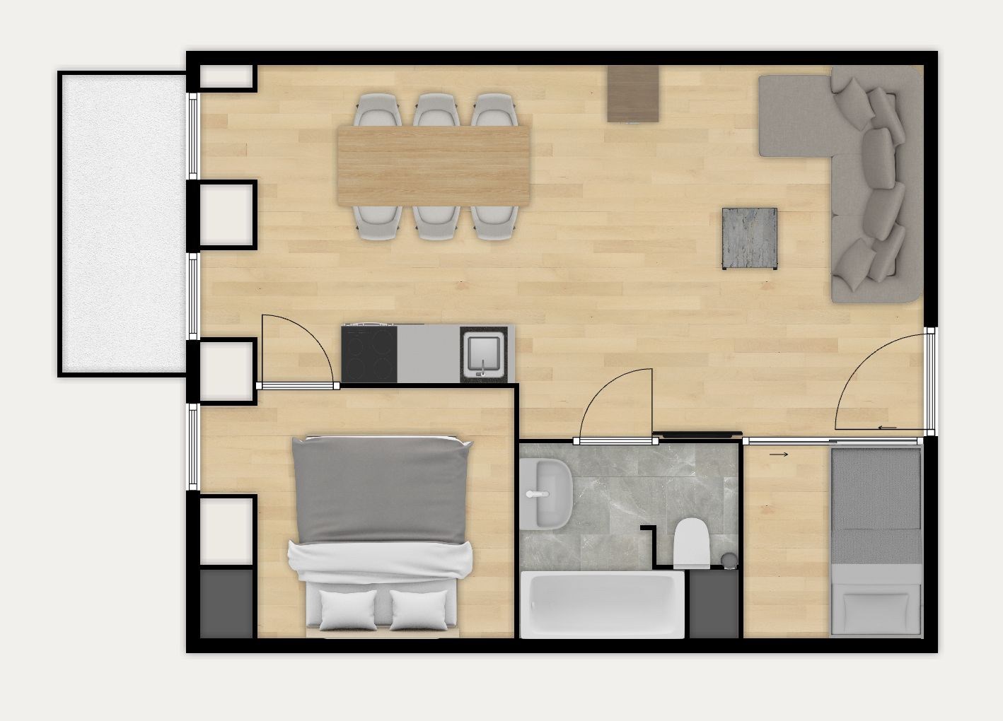 Ruime en lichtrijke vakantiesuite met aparte slaapkamer en slaaphoek 