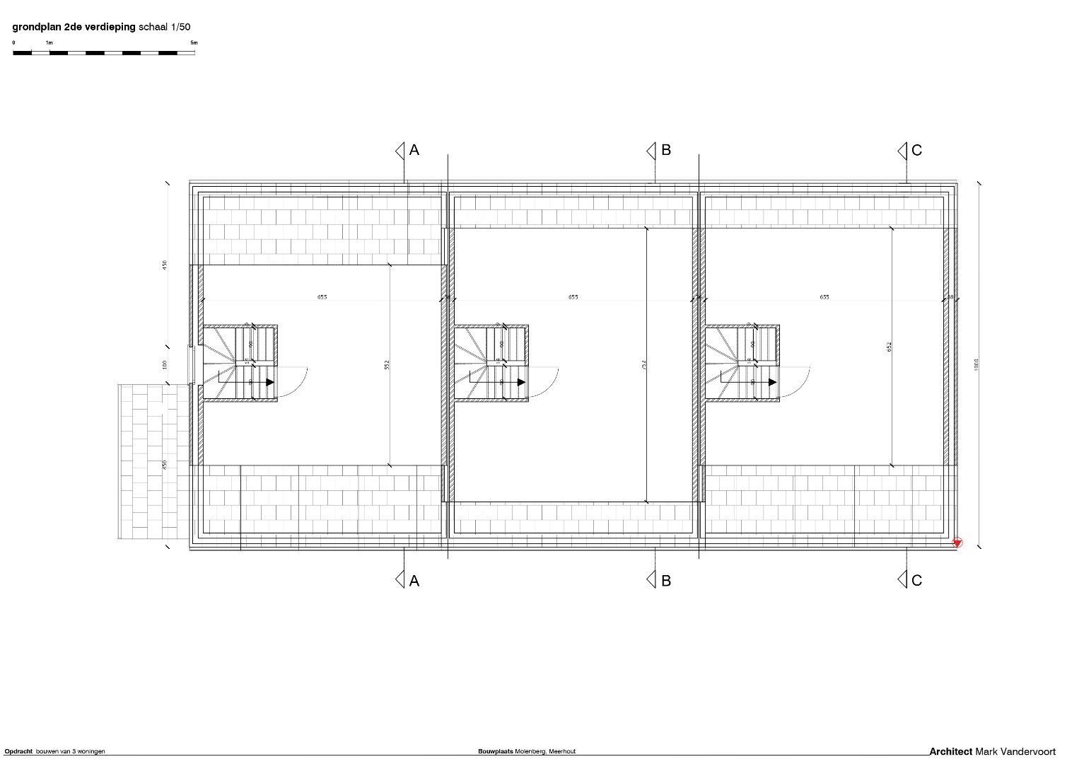 Nieuwbouwproject van 3 woningen gelegen in het centrum van Meerhout. 