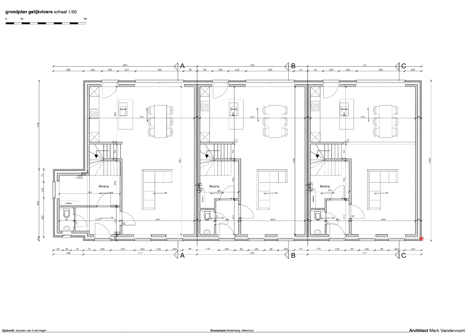 Nieuwbouwproject van 3 woningen gelegen in het centrum van Meerhout. 