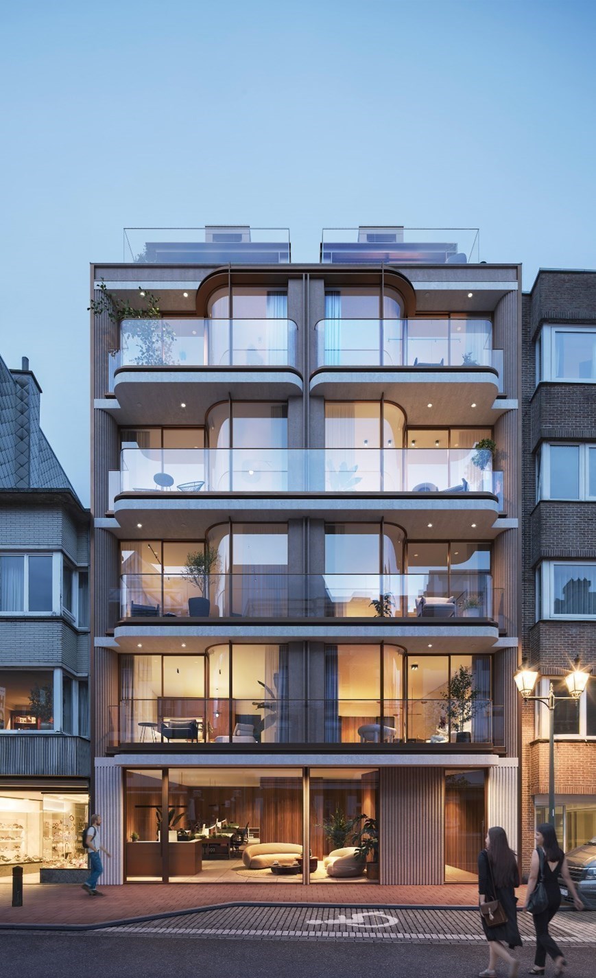 Appartement duplex neuf avec 2 chambres et belles terrasses situé sur l'avenue Lippens au cœur de Knokke. 