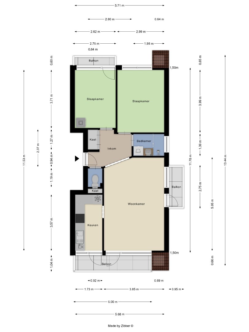Appartement met 2 slaapkamers, 3 terrassen, garagebox en kelderberging in Kessel-Lo! - EPC 168 kWh/m² - bewoonbare opp. 67 m² 