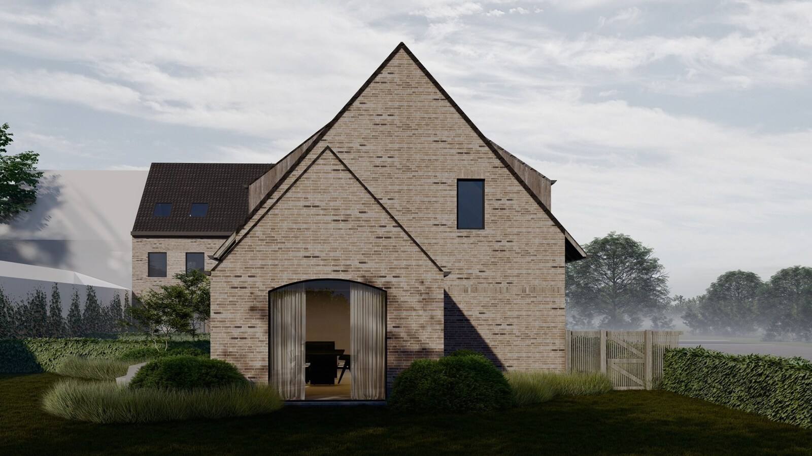 Woonerf met 3 knappe BEN-woningen te Nederzwalm 