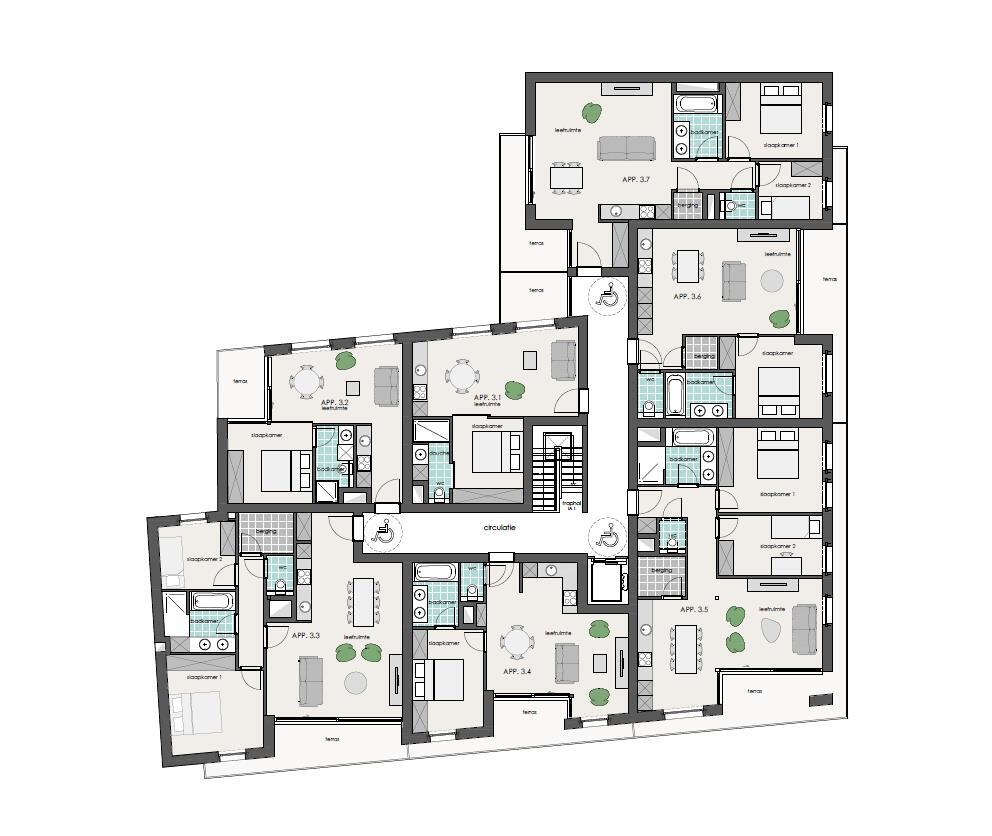 NIEUWBOUW APPARTEMENT MET 1 of 2 SLAAPKAMERS  IN CENTRUM TURNHOUT 