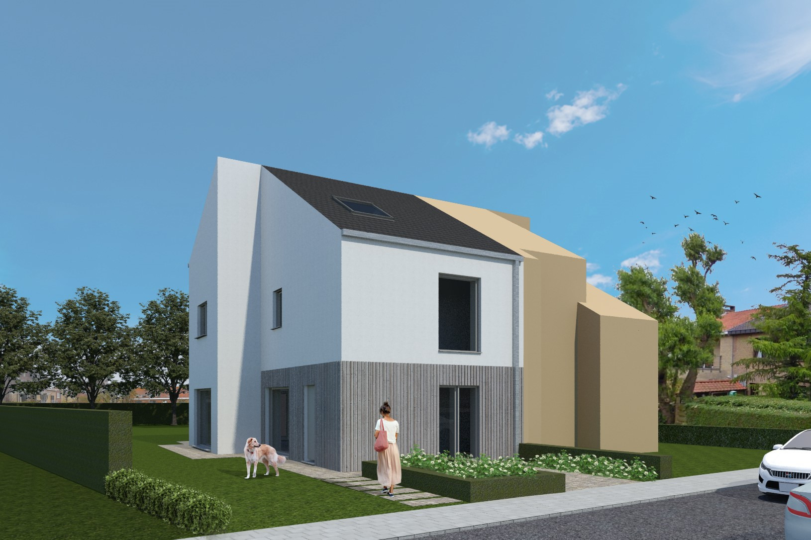 Nieuw te bouwen woning (halfopen) op 570 m² te Stene. 