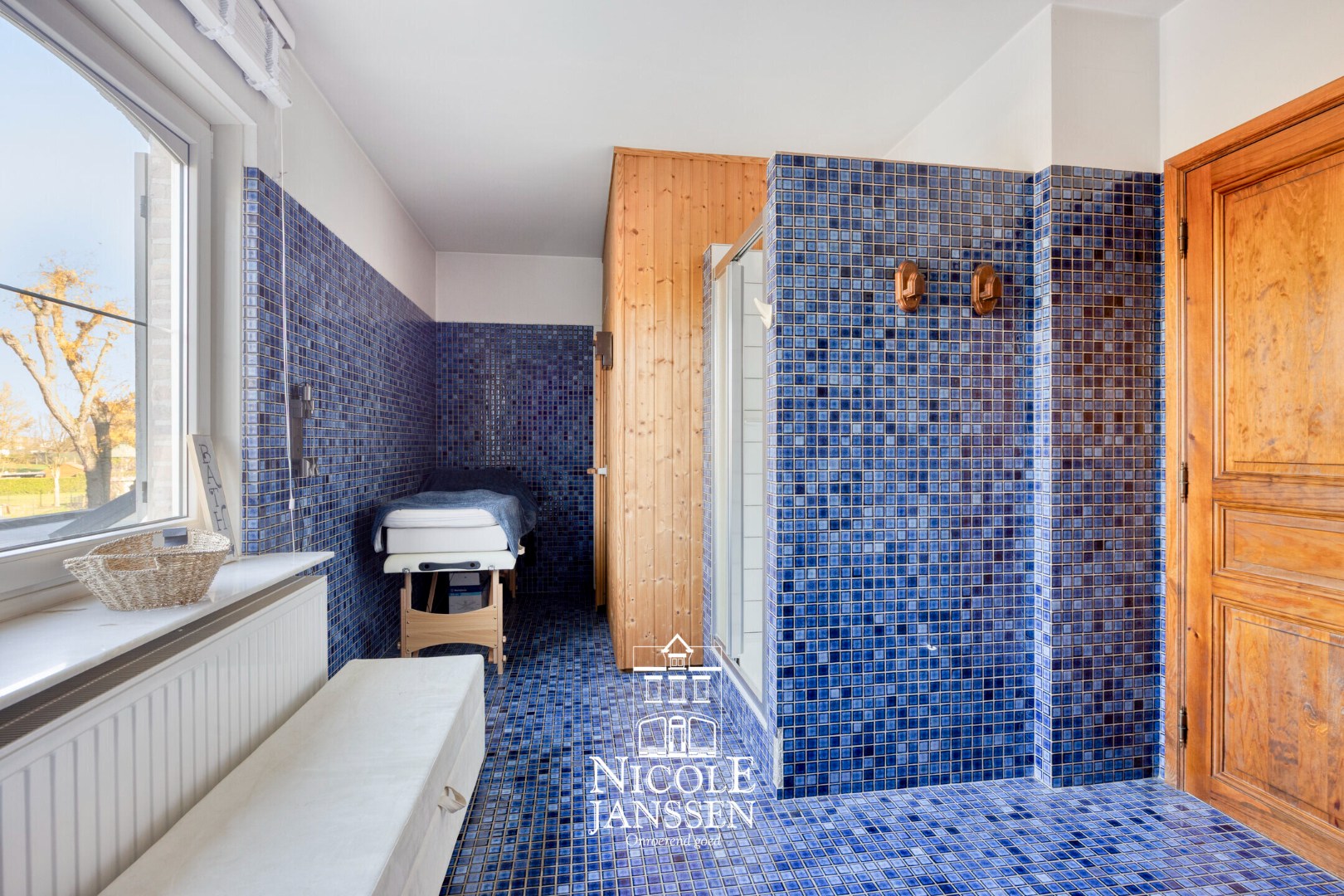 Badkamer voorzien van sauna en douche