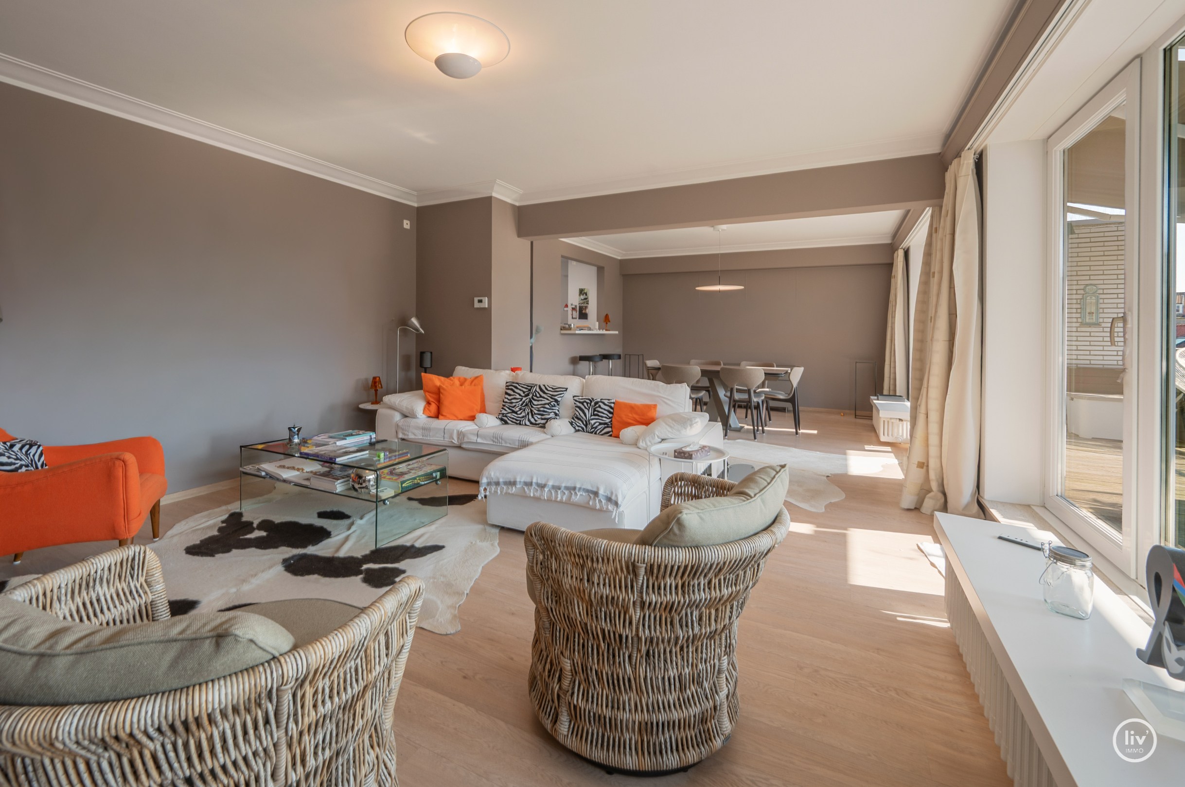 Lichtrijk dakappartement op wandelafstand van de zeedijk-Albertstrand met mogelijkheid tot aankoop van een inpandige garagebox (gelijkvloers). 