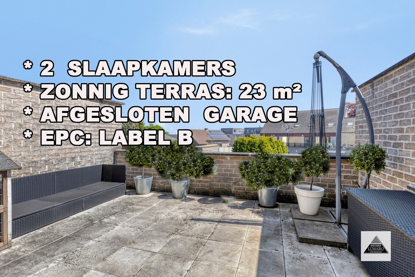 Duplex appartement met groot terras (23 m²)  en garage 