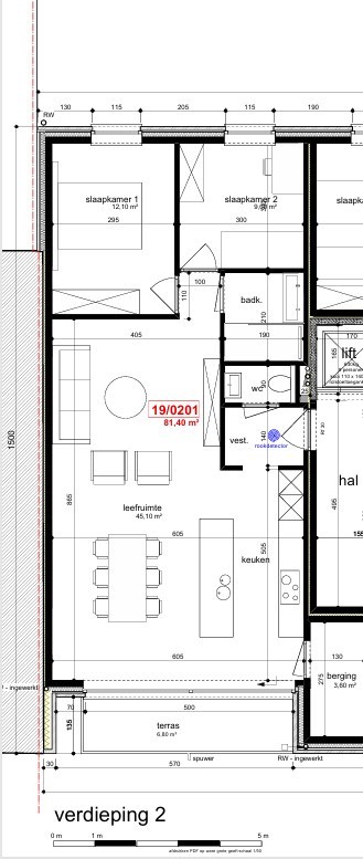 Nieuwbouwappartement op de tweede verdieping met 2 slaapkamers en terras 