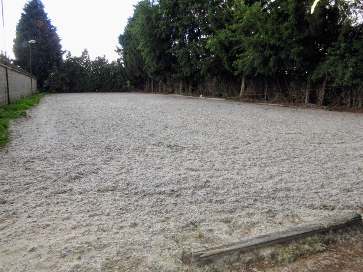 Paardenaccommodatie met 46 stallen, buitenpiste en hangaar op ca. 55 are te Linkhout (Lummen) 