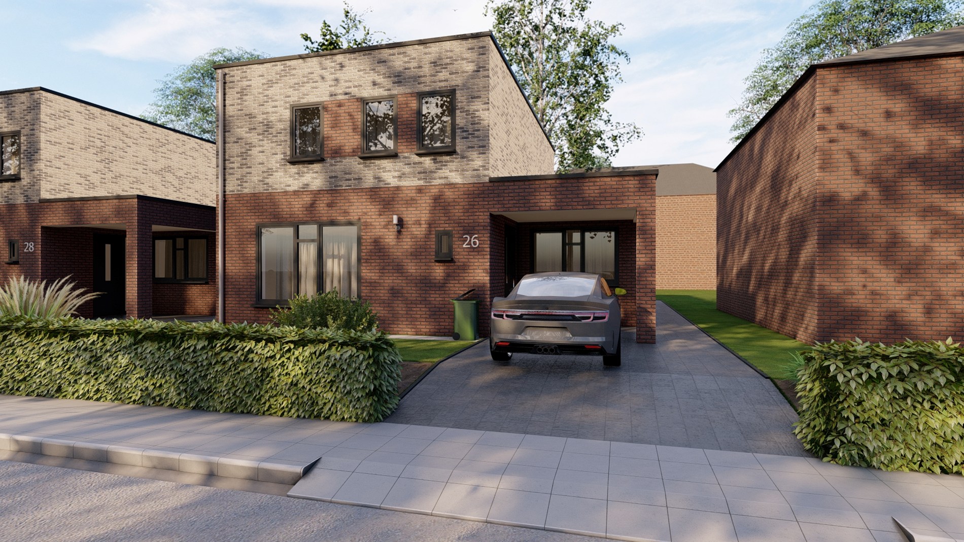 Nieuw te bouwen : 4 ruime vrijstaande levensloopbestendige woningen. 