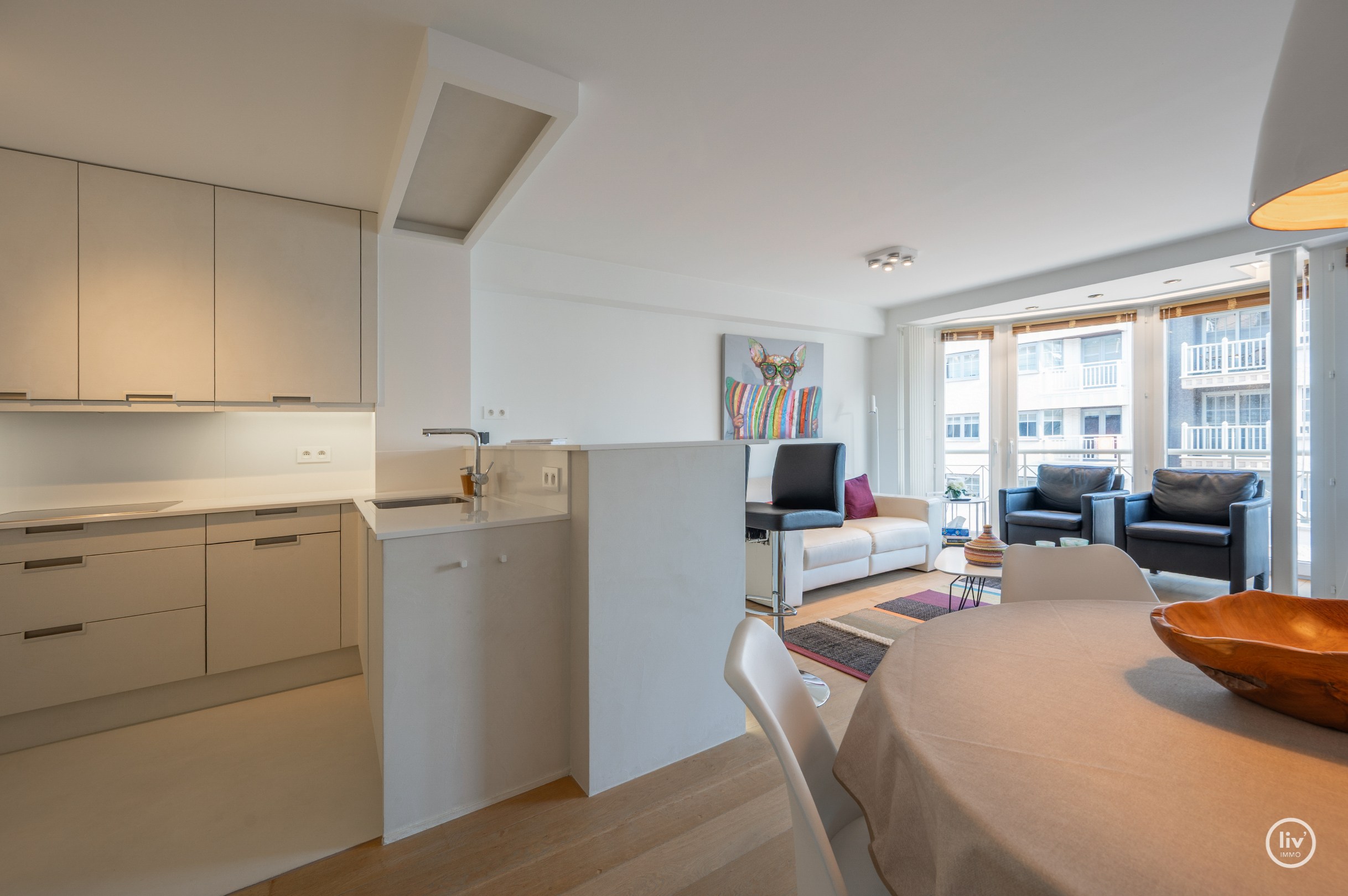 Zonnig en stijlvol vernieuwd appartement met twee slaapkamers op topligging op wandelafstand van de Lippenslaan. 