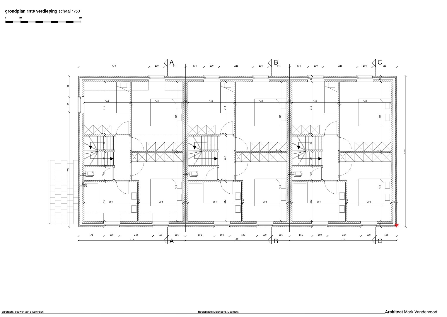 Nieuwbouwproject van 3 woningen gelegen in het centrum van Meerhout. 