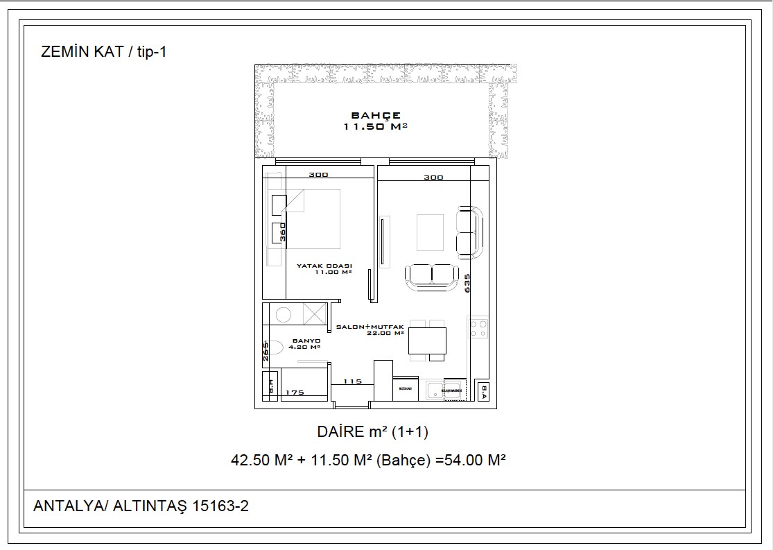 1-slaapkamerappartement met tuin 