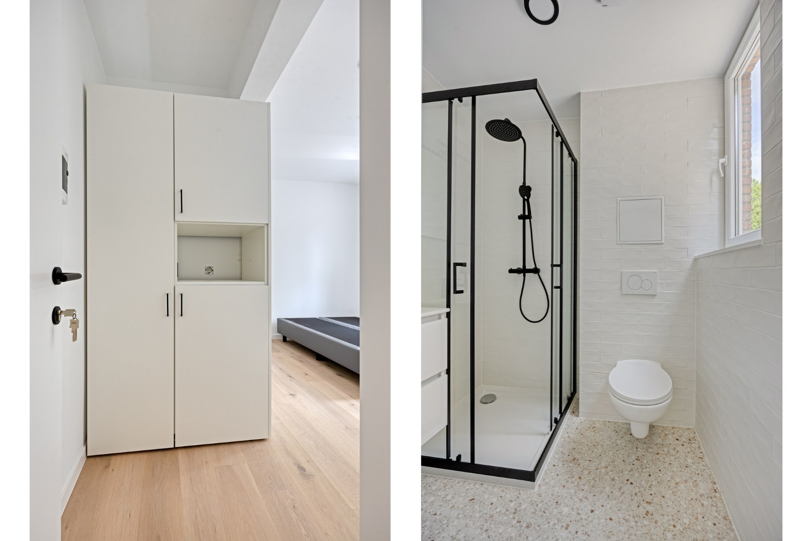 Volledig gerenoveerde studentenkamer in residentie met 29 studentenkamers met eigen sanitair en terras in hartje Leuven - EPC label A! 