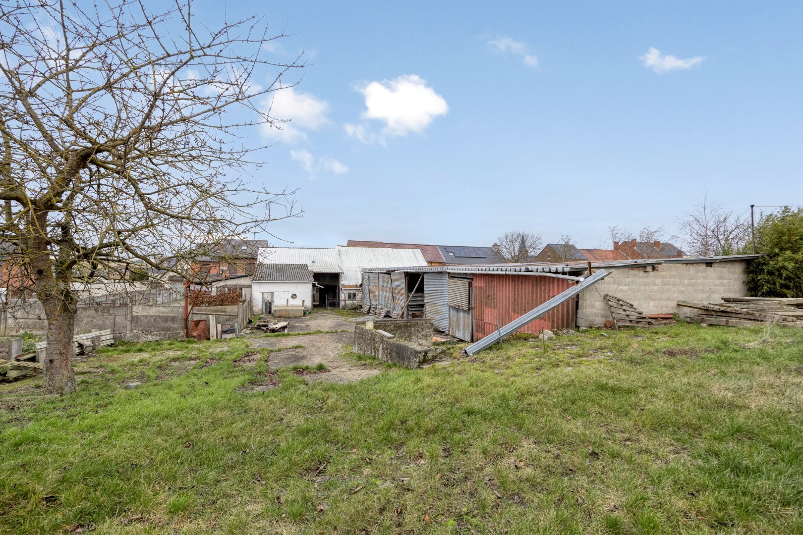 weide en zicht op gebouwen
