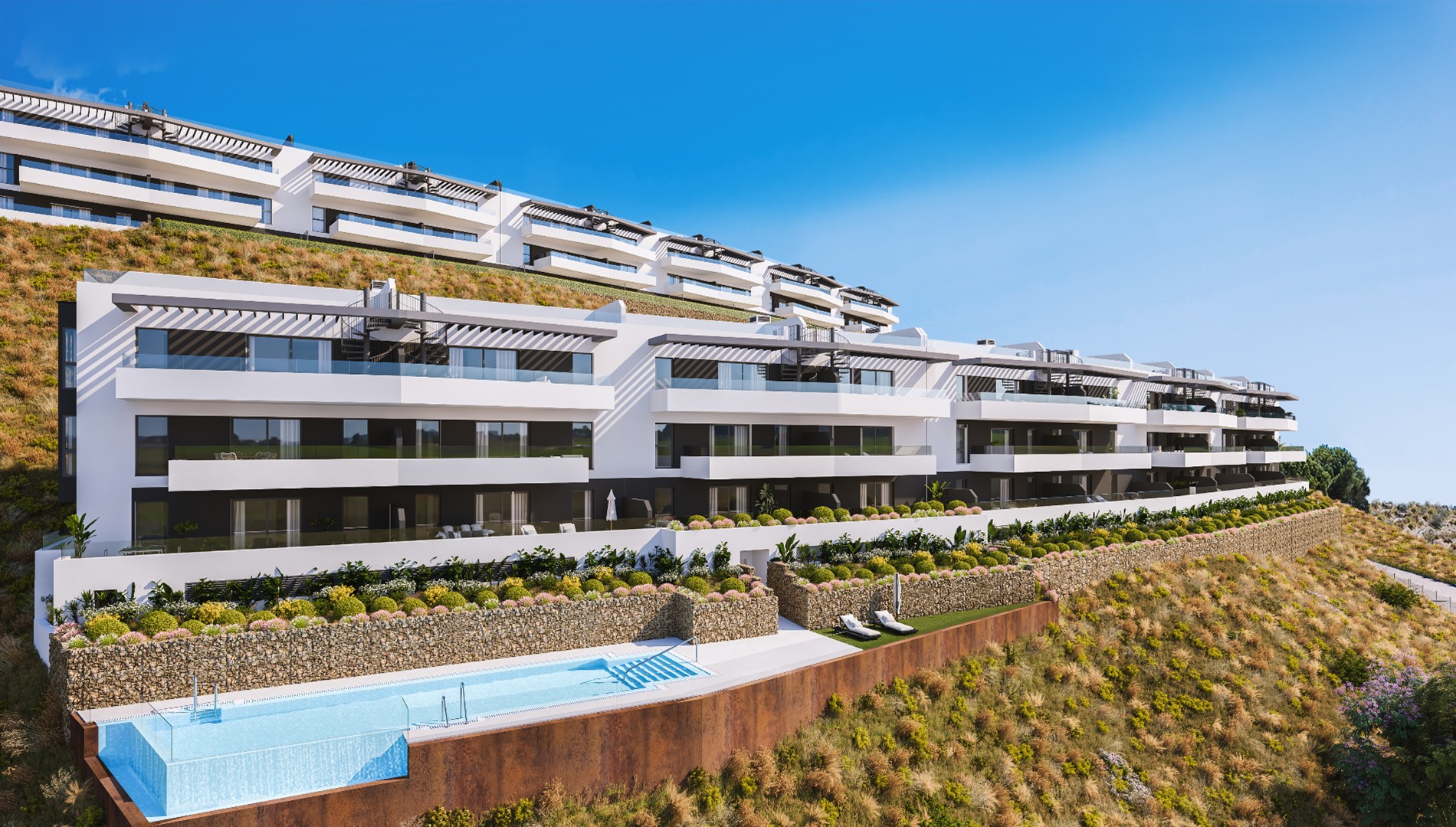 Prachtig laatste show appartement met terras en privétuin inclusief meubels (regio Málaga) 