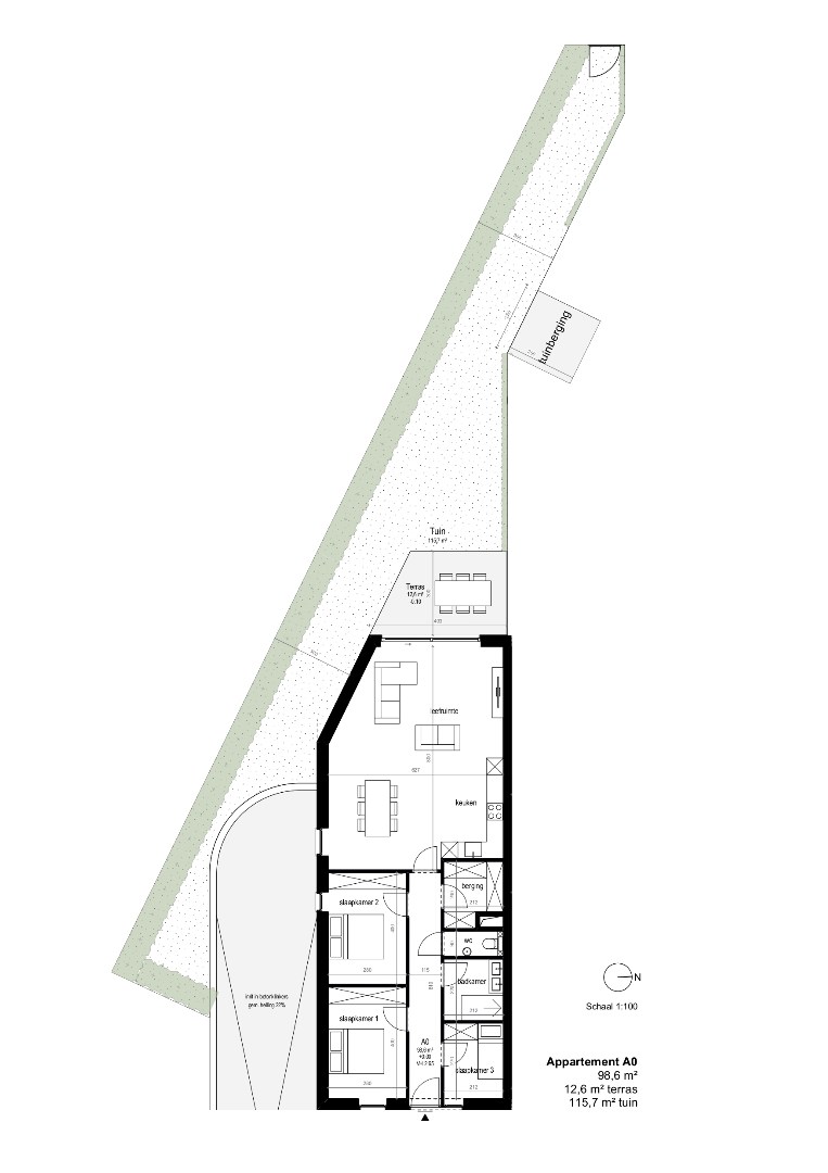 Gelijkvloers appartement met tuin 
