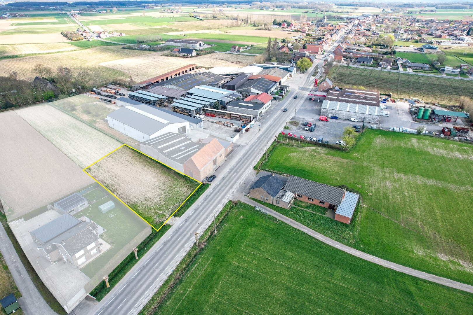 1446m² bouwgrond (woning + loods)  te koop in Proven. 