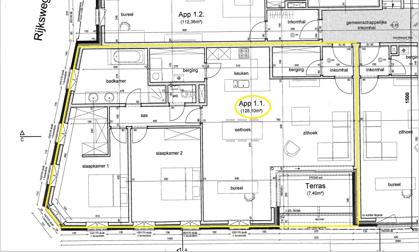 Volledig afgewerkt appartement met 2 slaapkamers en terras 