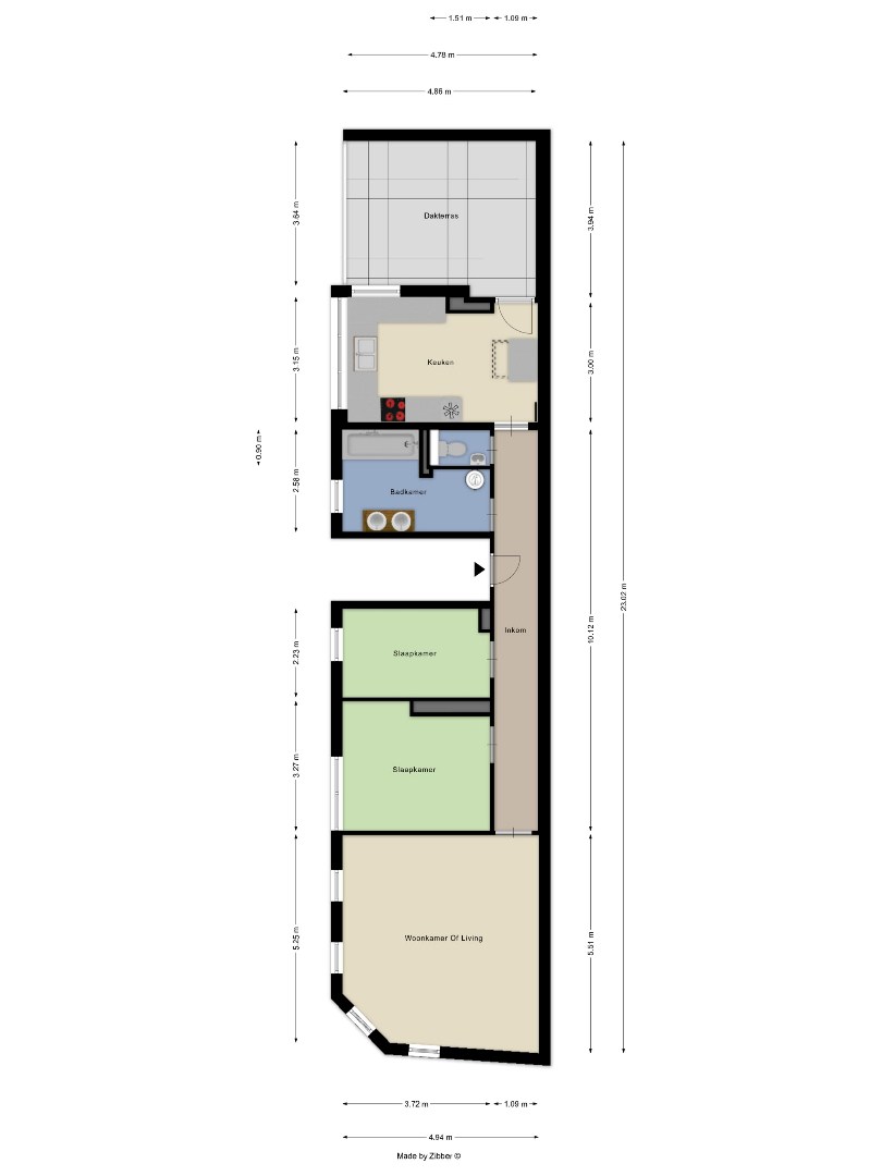 Centraal gelegen appartement met 2 slaapkamers en groot terras in Leuven 