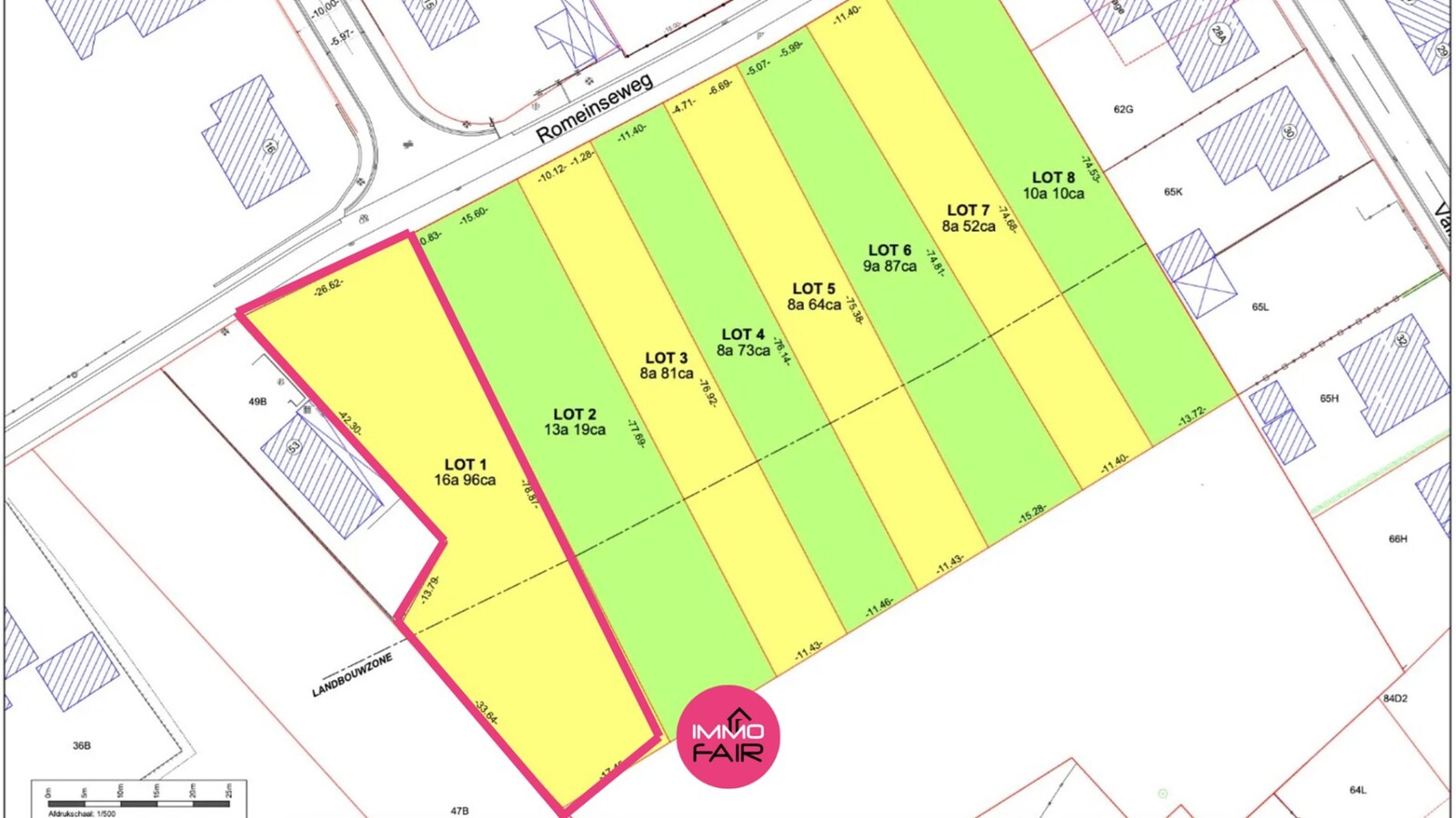 Bouwgrond van 1696 m² voor open bebouwing 