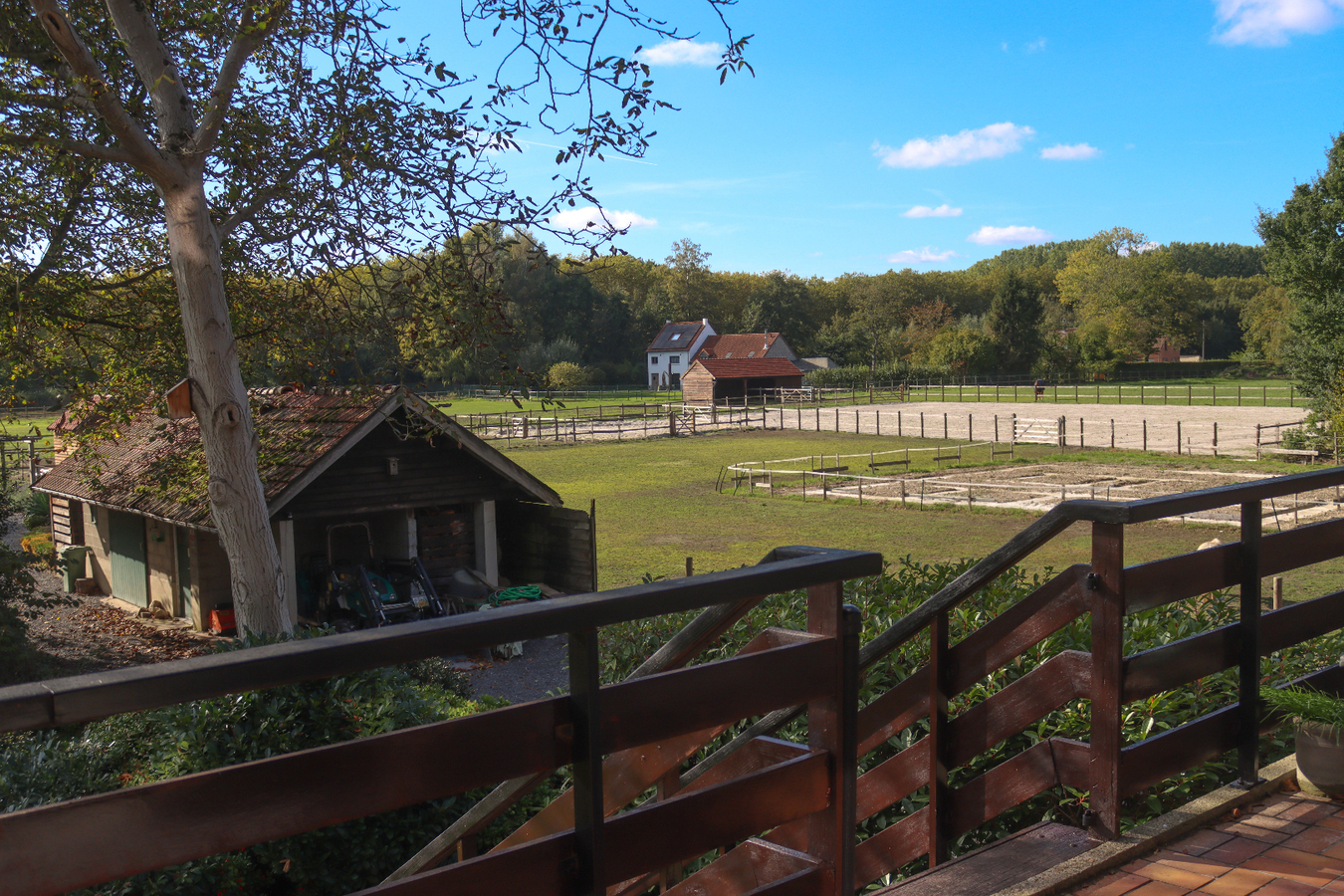 Zeer ruim (+/-550m²!) landhuis + gezellige woning met buitenpiste, paddock en weides op ca. 2ha met vergunning stalgebouw 200m² 