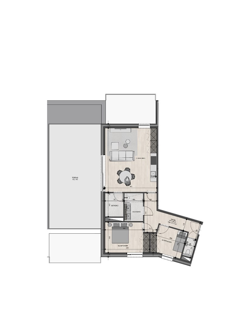 Penthouse op de 4de verdieping van 87,10m² met twee slaapkamers 
