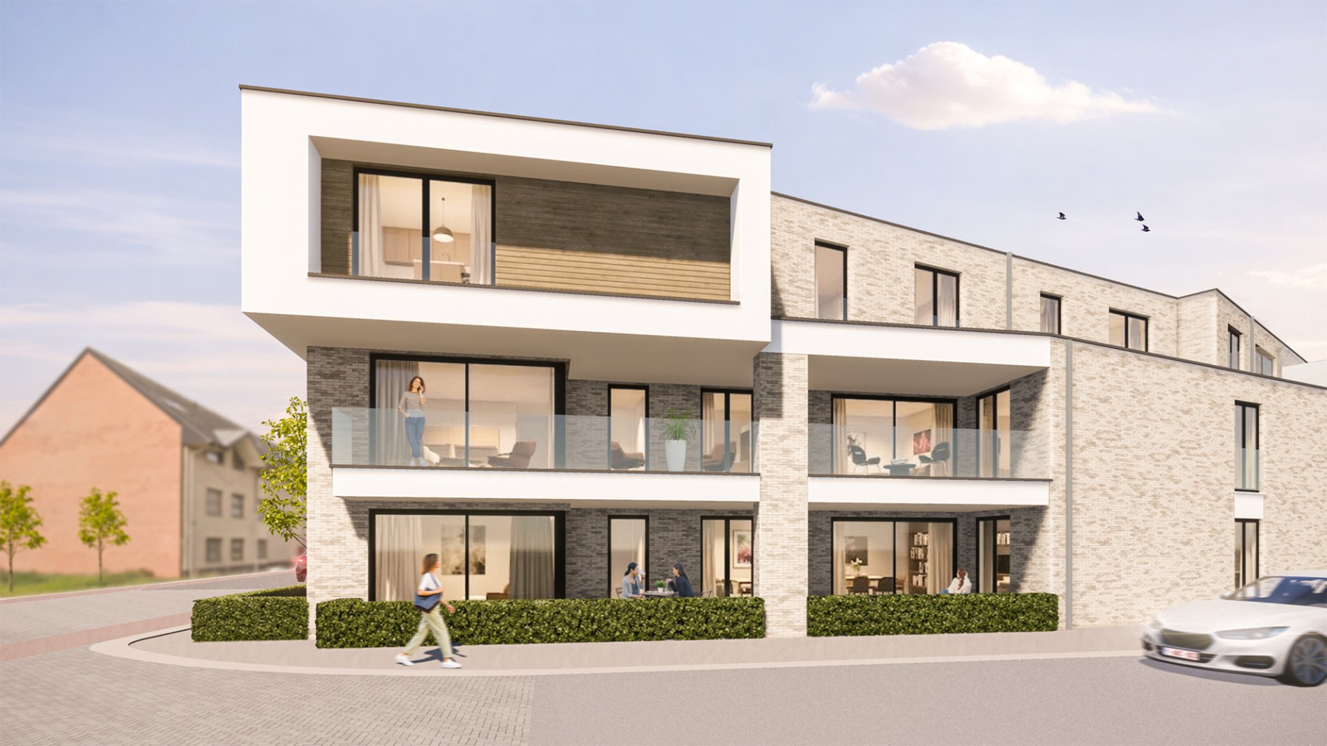 Penthouse (117 m²) met 2 slpk en overdekt terras. 