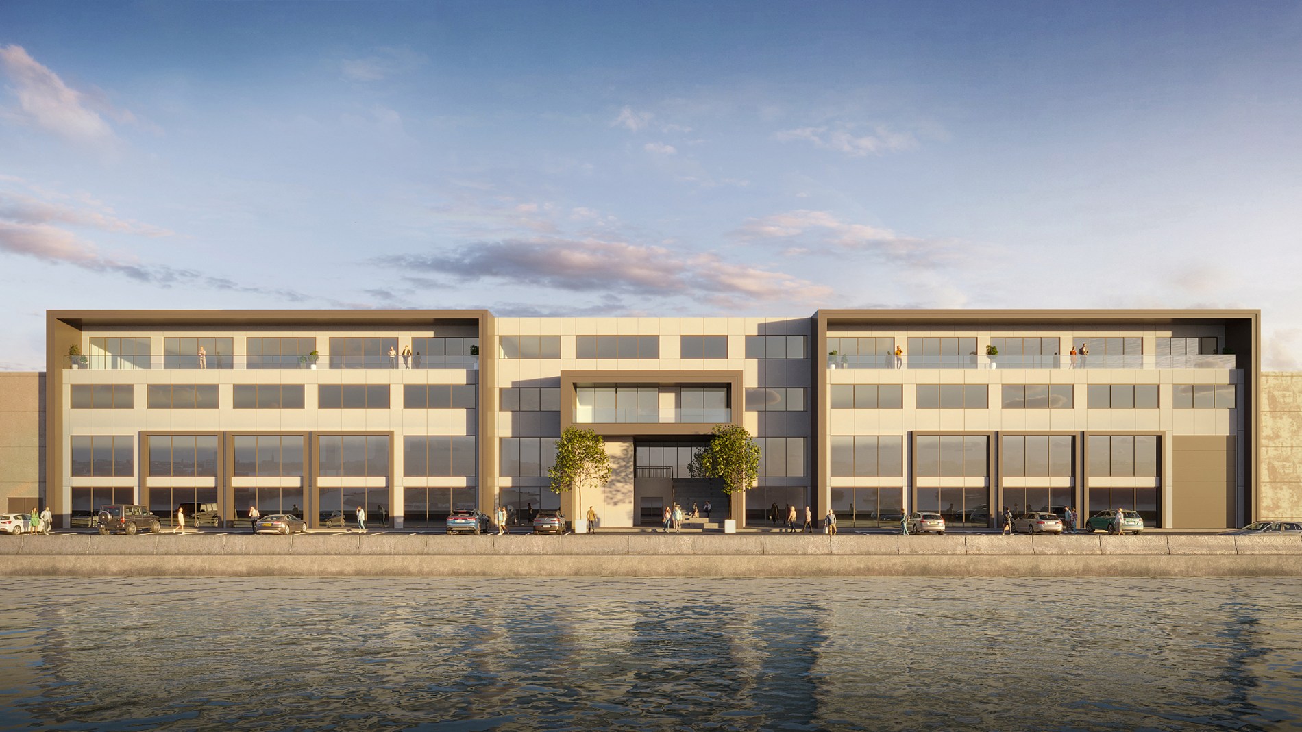 Magazijn met laadkade en nieuwbouw kantoren in haven Antwerpen