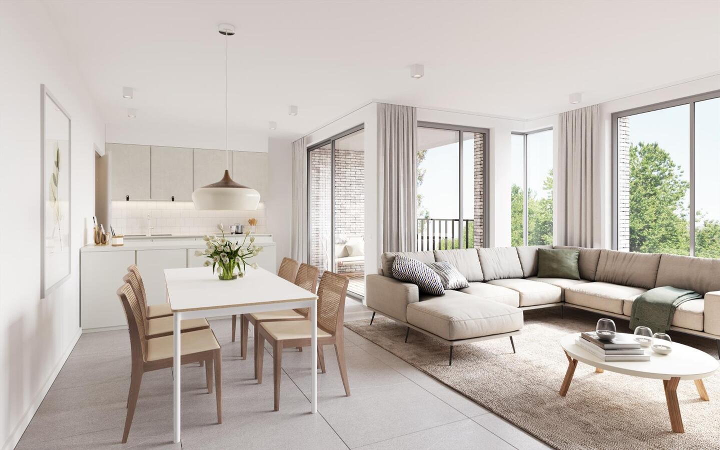 2-slp-appartement op derde verdieping (86 m2 + terras 19 m2).  UNIEK ZICHT !! 