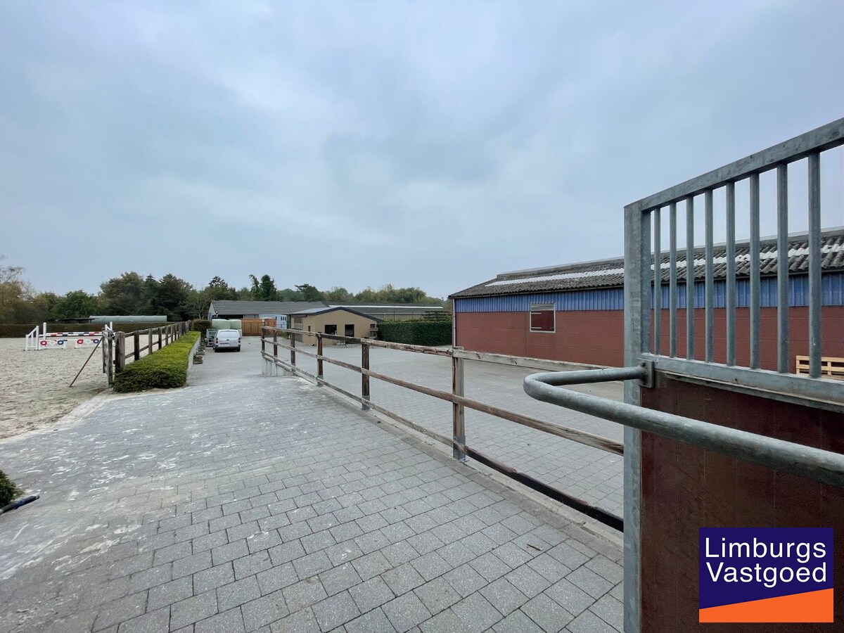 Landelijk gebouwencomplex voor paardenhouderij, op ong. 3ha 50a met stallen, weides/paddock, binnen-en buitenpiste, en woning. 