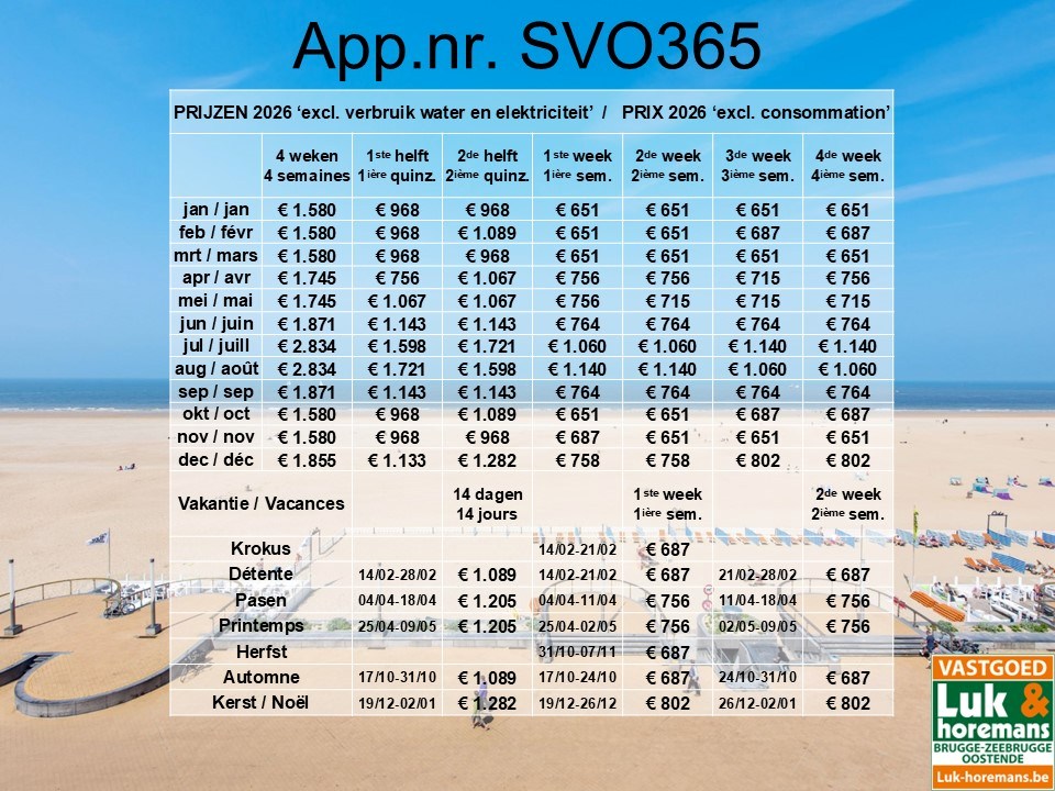 VAKANTIE APPARTEMENT MET 4 SLAAPKAMERS OP TOPLIGGING 