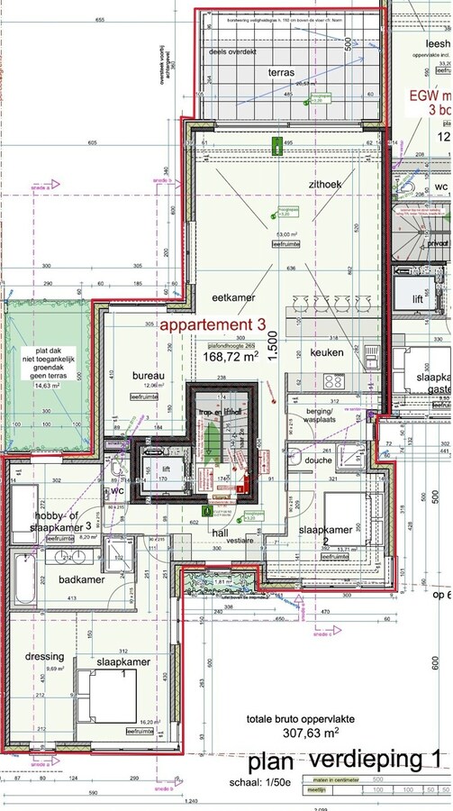 Luxueus én energieneutraal nieuwbouw villa-appartement  van 168 m² met 3 slaapkamers + 2 ondergrondse staanplaatsen + ruime kelder in kleine residentie te Schilde 