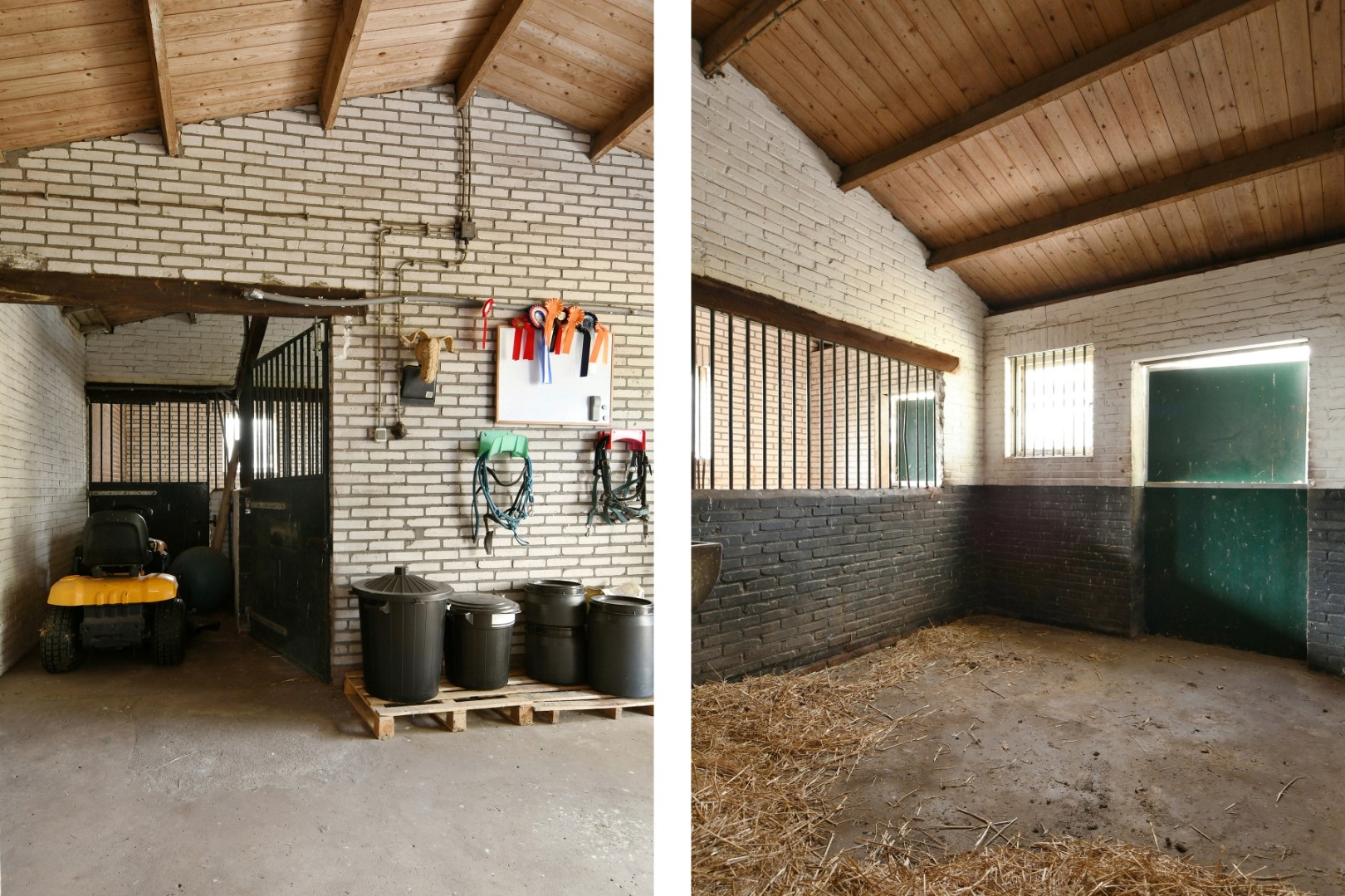 Vrijstaand woonhuis met inpandige garage, stal met 2 paardenboxen, vrijstaande inloopstal en verlichte zandpaddock met longeercirkel op een perceel van ruim 18.500 m2. Ideaal voor paardenliefhebbers. 