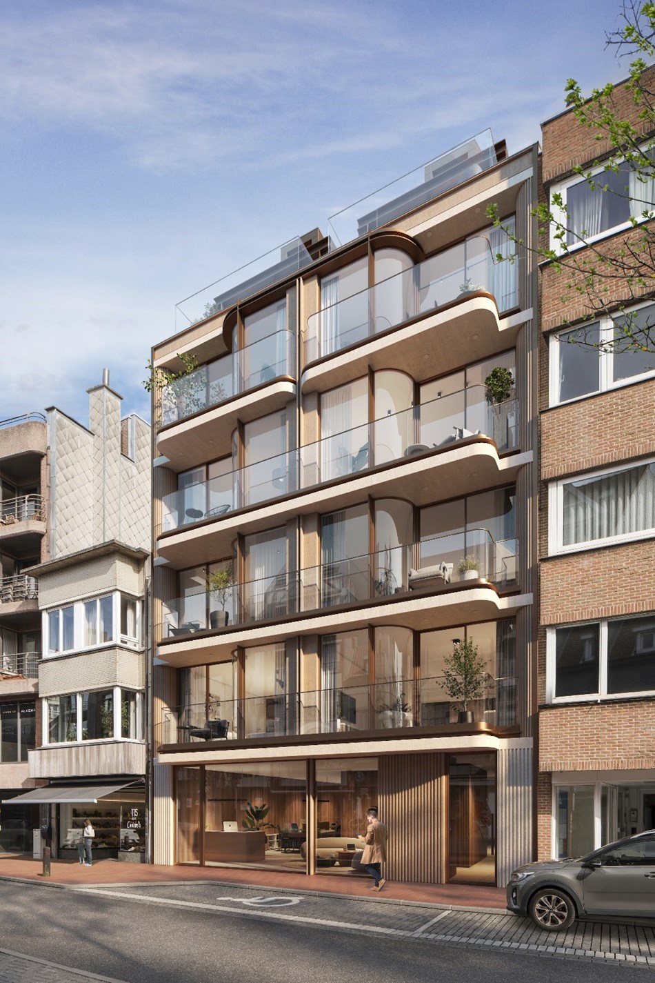 Appartement neuf spacieux (90 m2) avec 2 chambres et terrasse situé sur l'avenue Lippens en plein cœur de Knokke. 