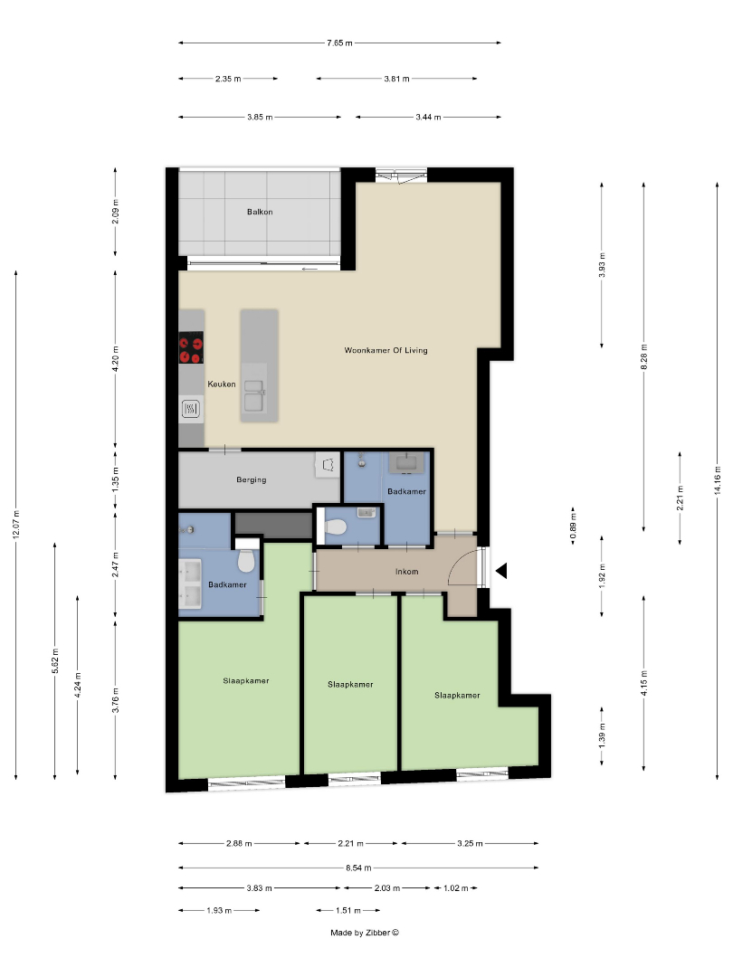 Nieuwbouw appartement met 3 slaapkamers, 2 badkamers, terras, 2 autostaanplaatsen en kelderberging in Leuven! - EPC A - bewoonbare opp. 108 m² 