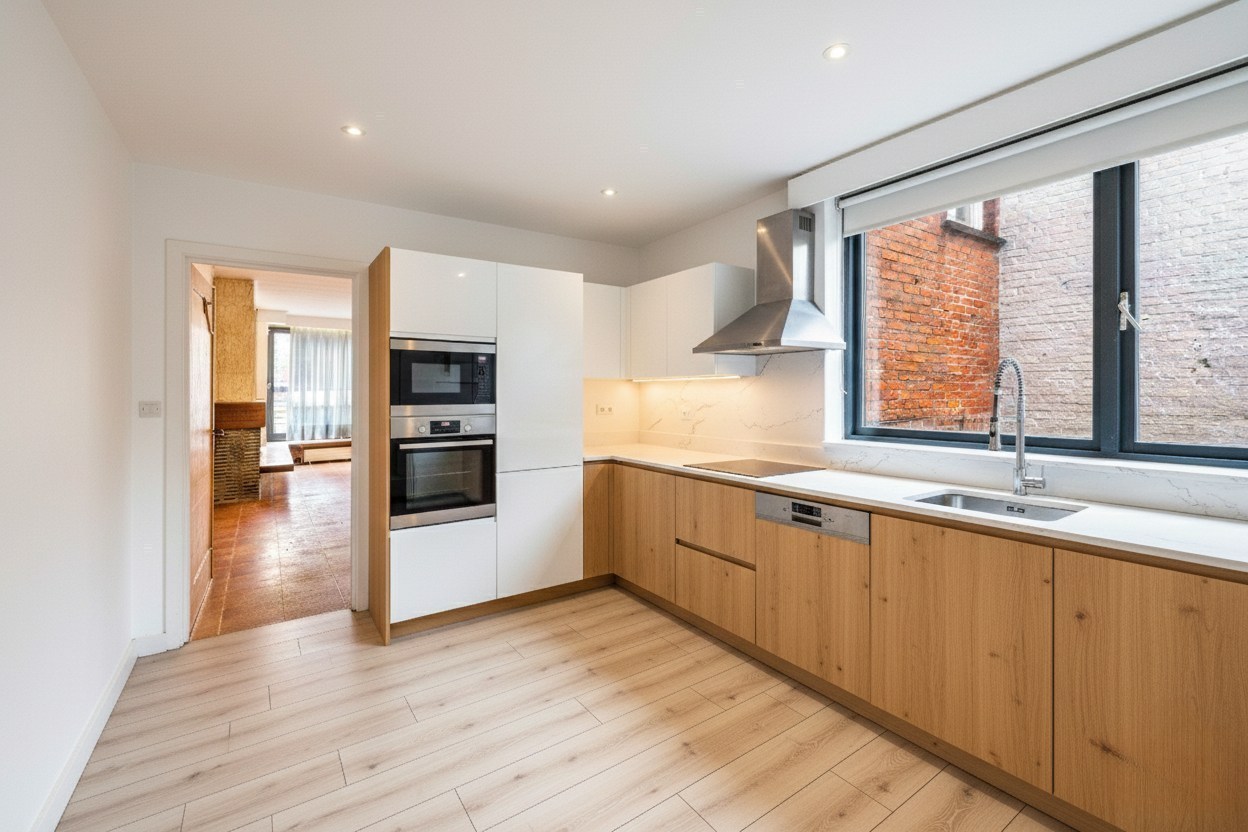 Ruime te renoveren stadswoning met garage en vier slaapkamers in de stationswijk 