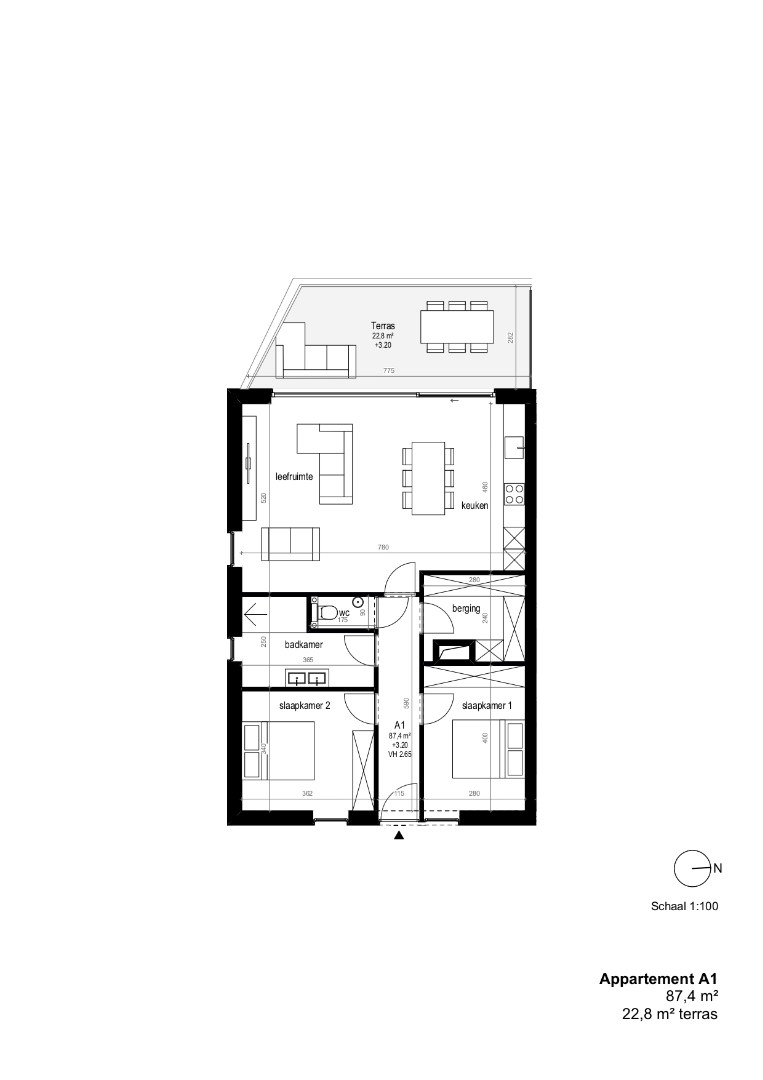 Appartement op de eerste verdieping 