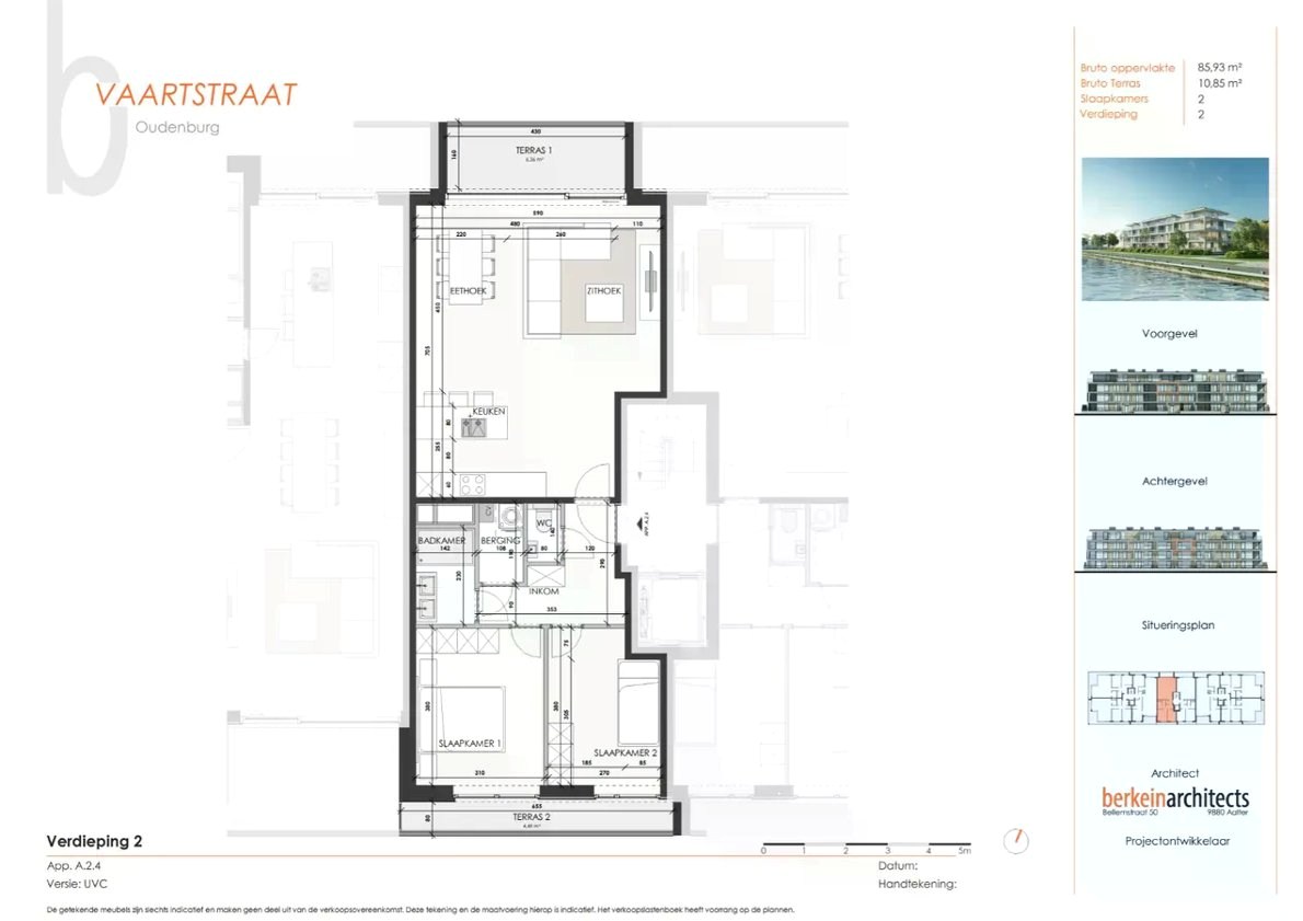 Nieuwbouwappartement met twee slaapkamers gelegen aan het kanaal te Oudenburg 