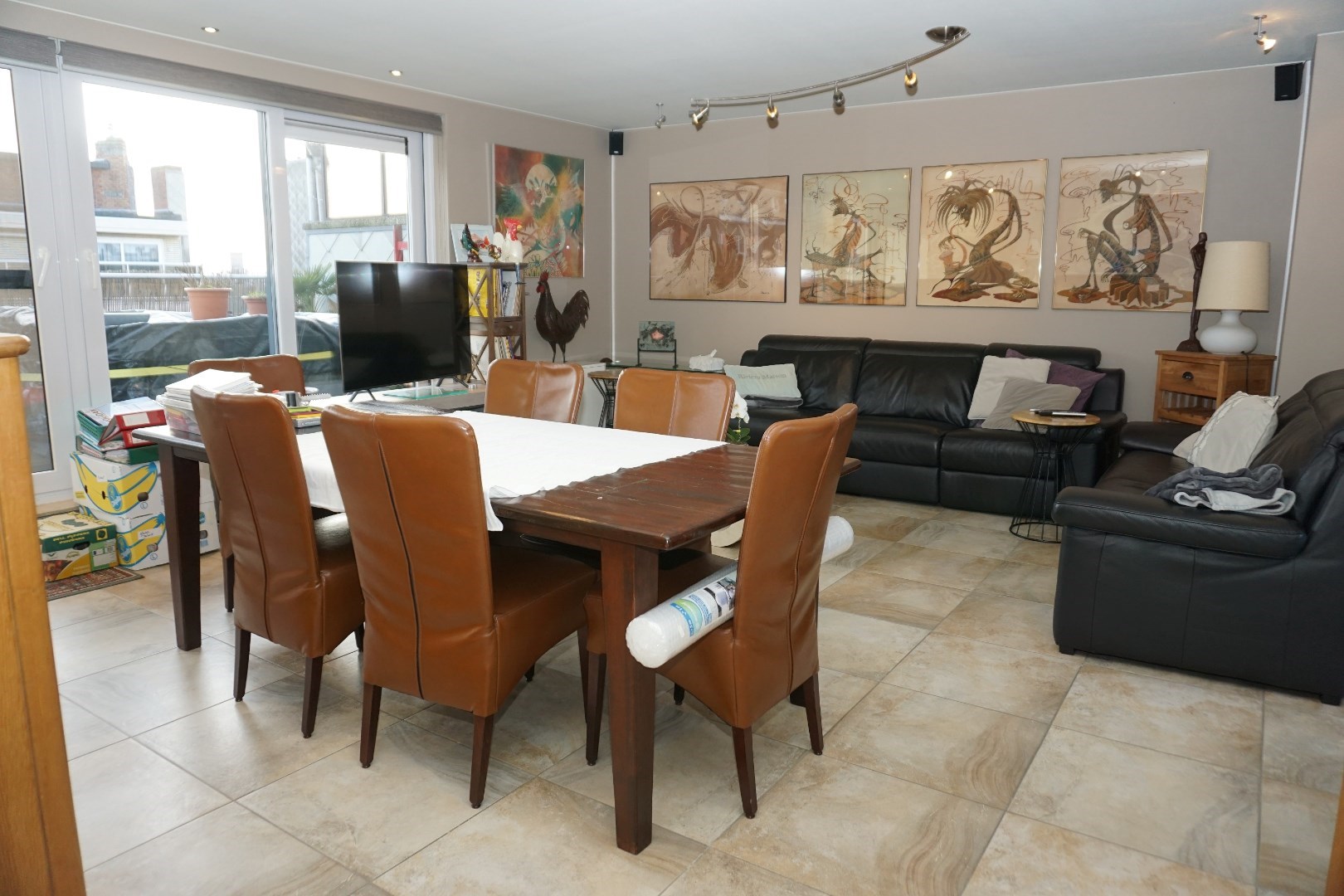 Penthouse 3 slaapkamers centrum Oostende - woonkamer