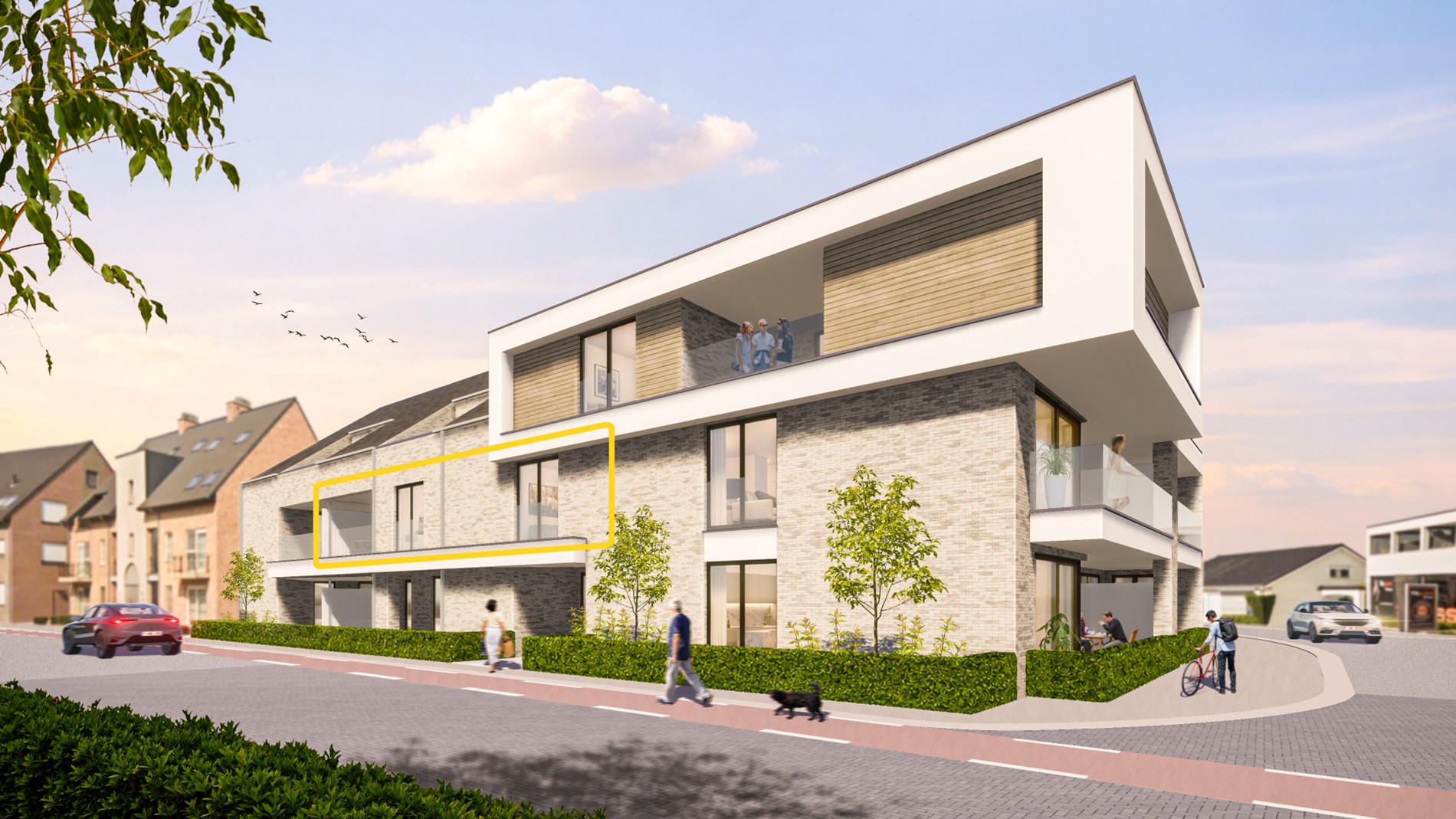 Ruim appartement (113 m²) met 2 slpk en overdekt terras. 