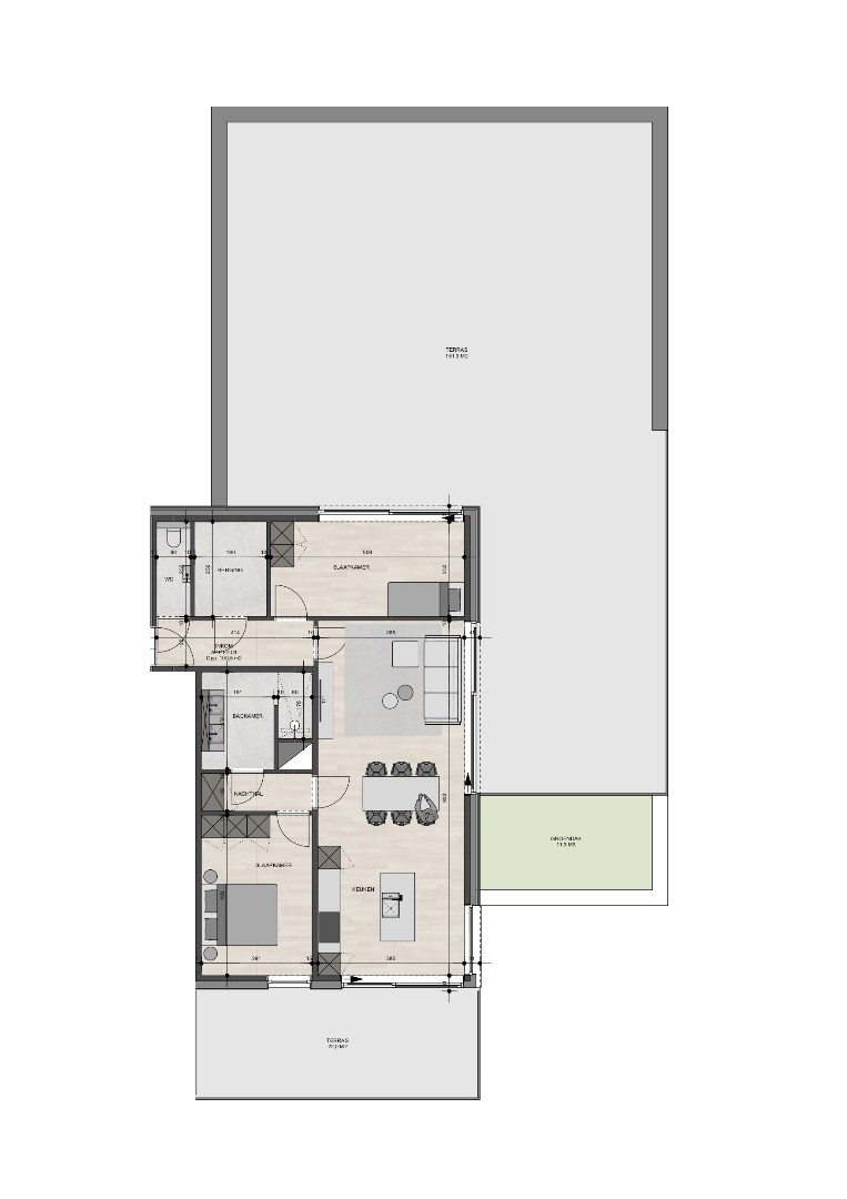 Appartement op de 2de verdieping van 100,50m² met twee slaapkamers 