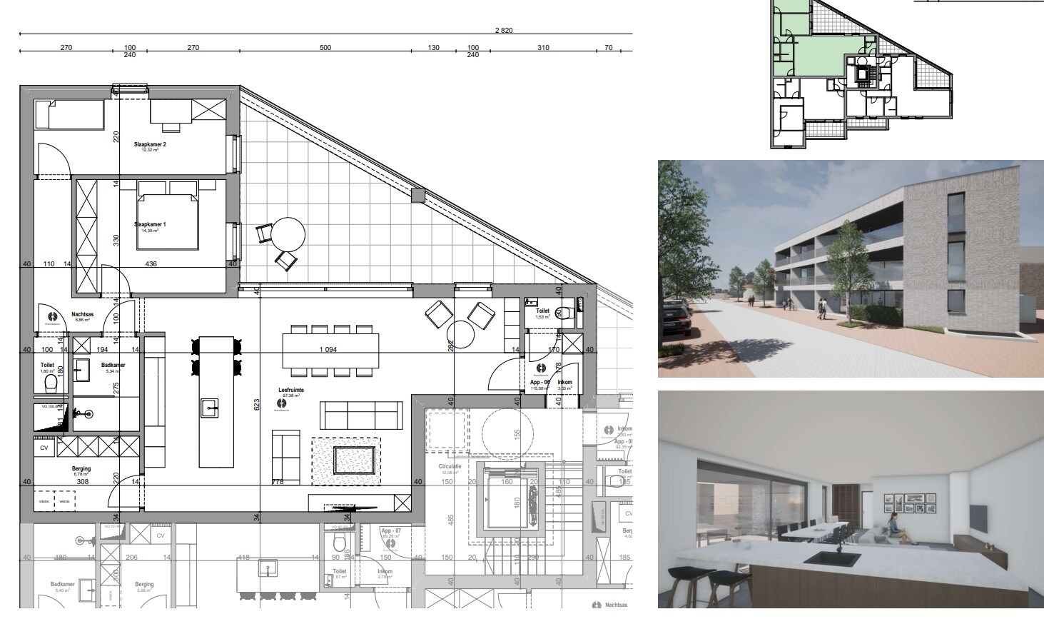 Luxueus en energiezuinig nieuwbouw appartement gelegen op de tweede verdieping met zicht op het Dorpsplein in Kinrooi 