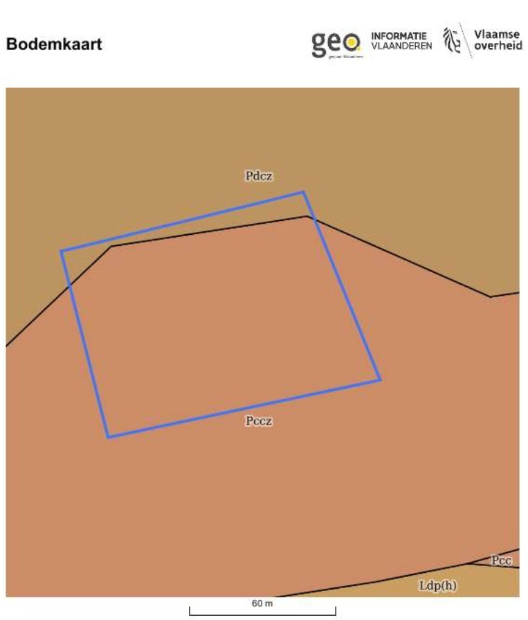Perceel bouwland van 87a90ca gelegen nabij de Woumenweg. 