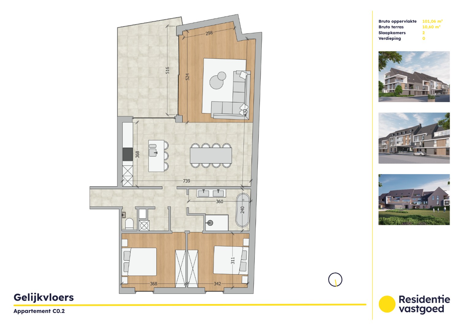 Kwalitatief gelijkvloers 2-slaapkamerappartement in Residentie Soetkin 