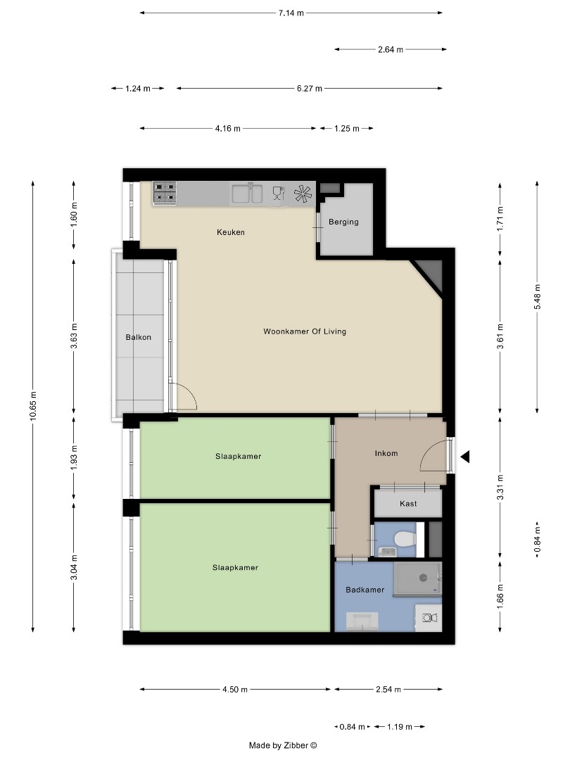 Goed gelegen appartement met 2 slaapkamers, terras, ondergrondse autostaanplaats en private kelderberging in Leuven! - EPC 98 kWh/m² - bewoonbare opp. 74 m² 