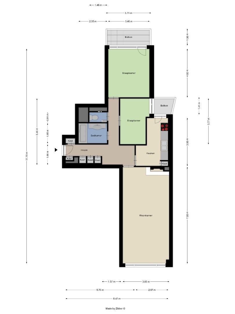 Appartement met 2 slaapkamers, 2 terrassen, een garagebox en private kelderberging in Leuven! - EPC 234 kWh/m² - bewoonbare opp. 73 m² 