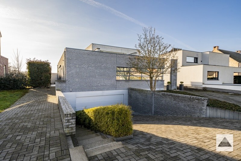 Dorne : moderne woning met parktijkruimte / bureel, volwaardige kelderverdieping, terras, zwemvijver en weide. Prachtig uitzicht. 